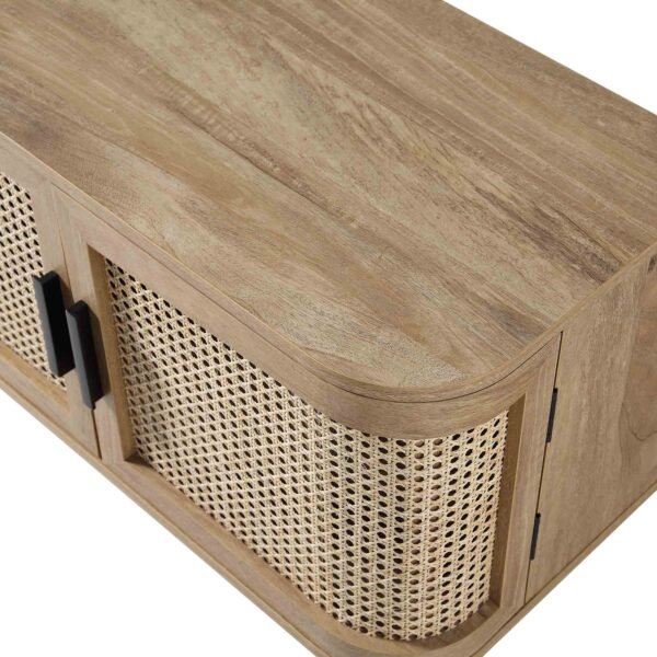 Curved Rattan 4-Doors Wide TV Unit - Image 5