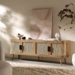 Curved Rattan 4-Doors Wide TV Unit - Image 2
