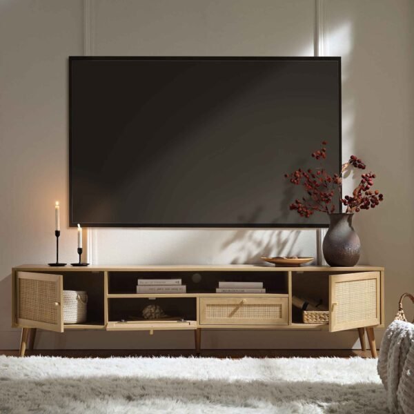 Classic Rattan 200cm Wide TV Unit - Image 2