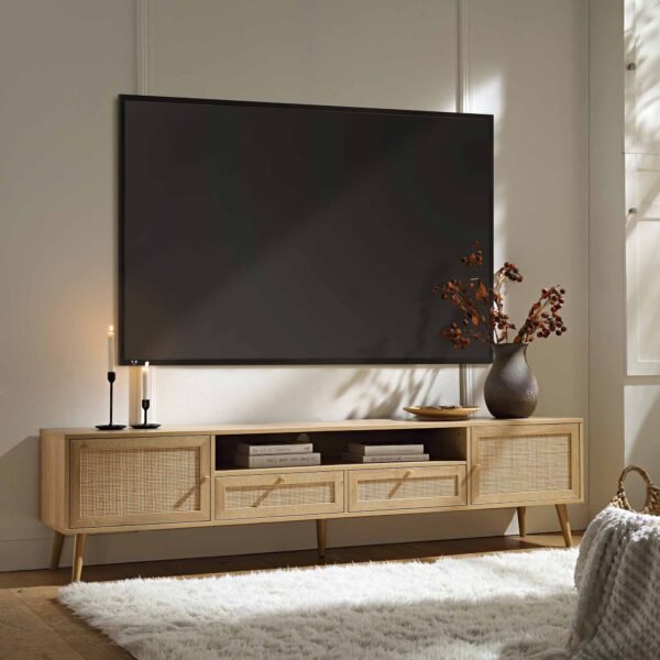 Classic Rattan 200cm Wide TV Unit - Image 3