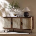 Curved Rattan 3-Door Large Sideboard