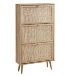 Classic Solid Wood Rattan Shoe Cabinet - Image 3