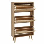 Classic Solid Wood Rattan Shoe Cabinet - Image 5