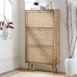 Classic Solid Wood Rattan Shoe Cabinet