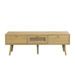 France Solid Wood Rattan 3-Drawer TV Unit - Image 3
