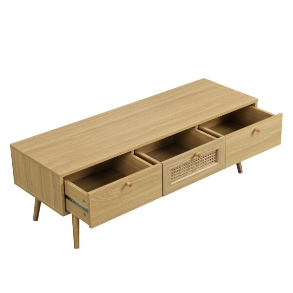 France Solid Wood Rattan 3-Drawer TV Unit - Image 4