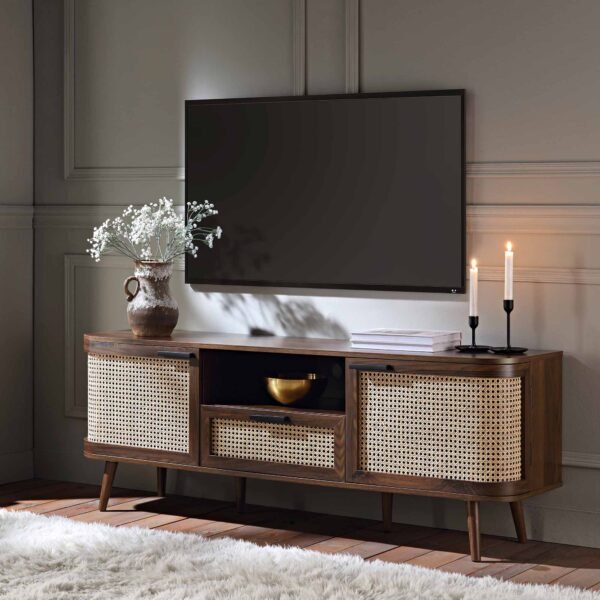 Curved Rattan 150cm Wide TV Unit - Image 2