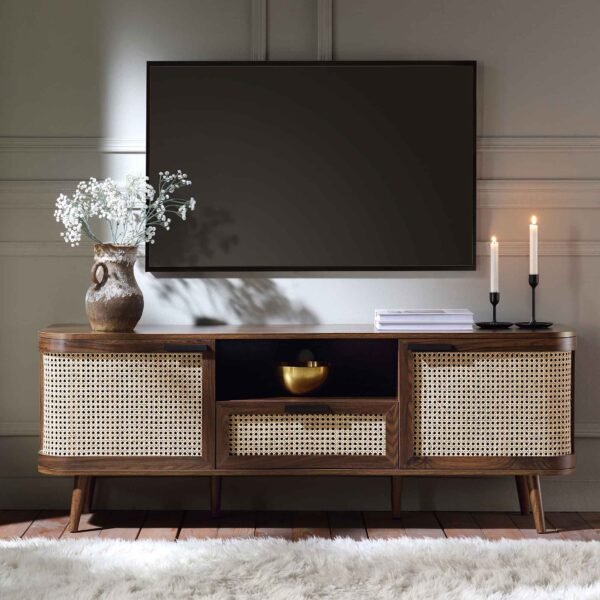 Curved Rattan 150cm Wide TV Unit - Image 1