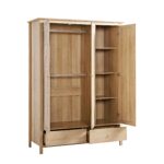 Classic Solid Wood Rattan Triple Wardrobe with 2-Drawers - Image 5