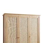 Classic Solid Wood Rattan Triple Wardrobe with 2-Drawers - Image 6