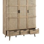 Curved Rattan Solid Wood Triple Wardrobe - Image 4