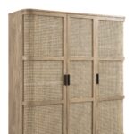 Curved Rattan Solid Wood Triple Wardrobe - Image 6