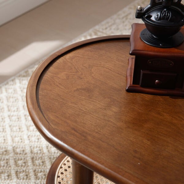 Vesa Solid Wood Rattan Oval Coffee Table - Image 5