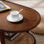 Vesa Solid Wood Rattan Oval Coffee Table - Image 6