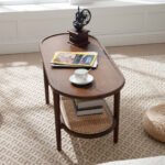 Vesa Solid Wood Rattan Oval Coffee Table - Image 4