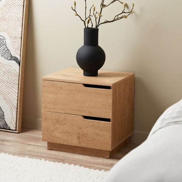 Zami Solid Wood 2-Drawer Bedside Table - Image 2
