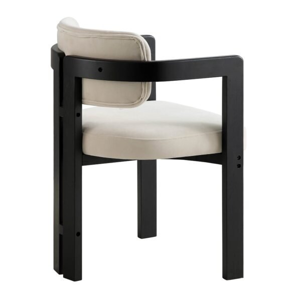 Curved Solid Wood Frame Upholstered Dining Chair - Image 5