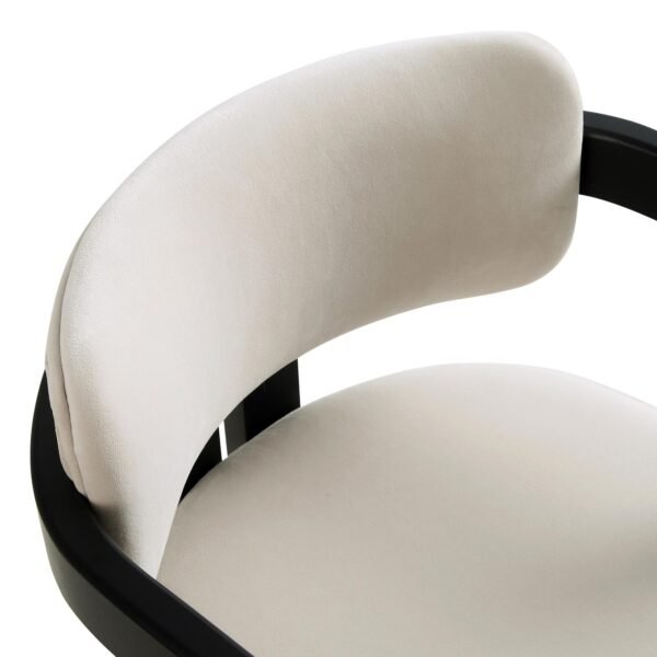Curved Solid Wood Frame Upholstered Dining Chair - Image 7