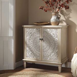 Cammy Whitewashed Carved Small Sideboard