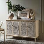 Cammy Whitewashed Carved Large Sideboard