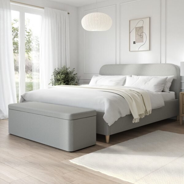 Nika Upholstered Bed Frame with Curved Headboard - Image 2