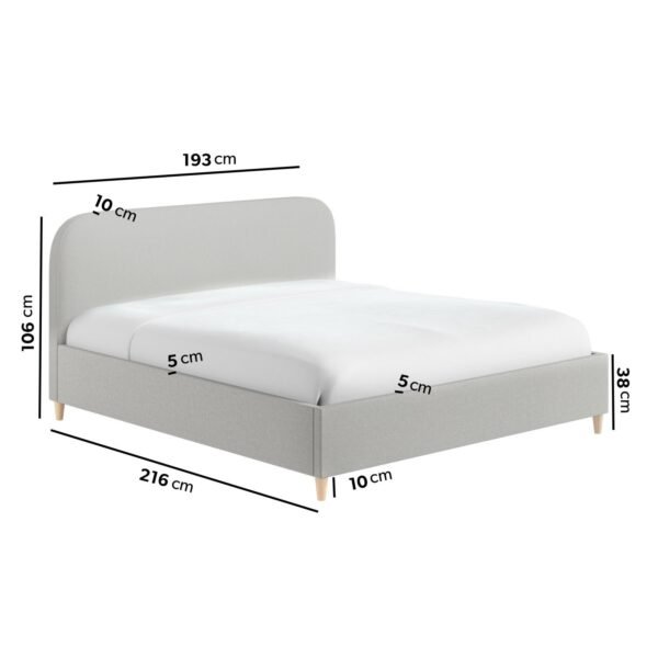 Nika Upholstered Bed Frame with Curved Headboard - Image 5