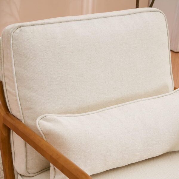 Off-White Upholstered Linen Arm Chair - Image 7