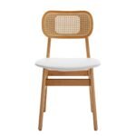 Dipa Upholstered Solid Wood Rattan Back Dining Chair - Image 2