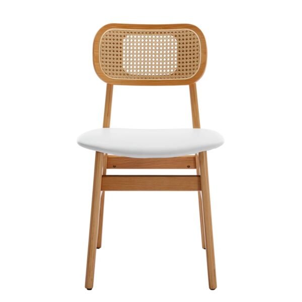 Dipa Upholstered Solid Wood Rattan Back Dining Chair - Image 2