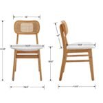 Dipa Upholstered Solid Wood Rattan Back Dining Chair - Image 7