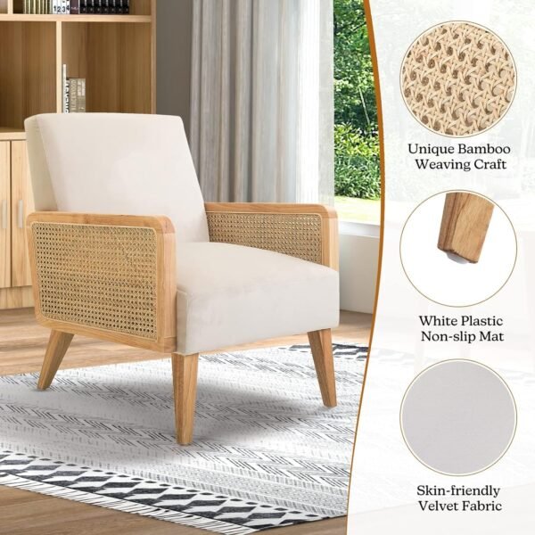 Pina Solid Wood Rattan Lounge Chair - Image 7
