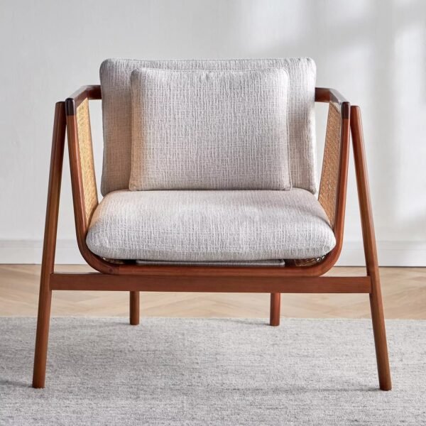 Keva Solid Wood Rattan Armchair - Image 2