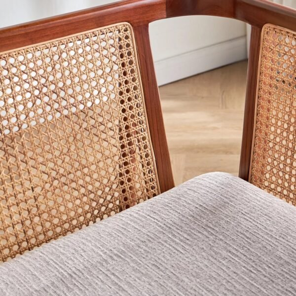 Keva Solid Wood Rattan Armchair - Image 4
