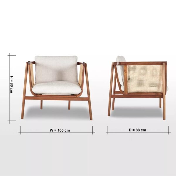 Keva Solid Wood Rattan Armchair - Image 8
