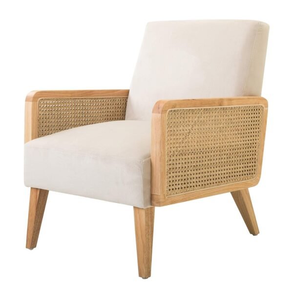 Pina Solid Wood Rattan Lounge Chair - Image 3