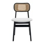 Dipa Upholstered Solid Wood Rattan Back Dining Chair - Image 8