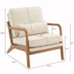 Off-White Upholstered Linen Arm Chair - Image 6