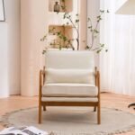 Off-White Upholstered Linen Arm Chair - Image 4