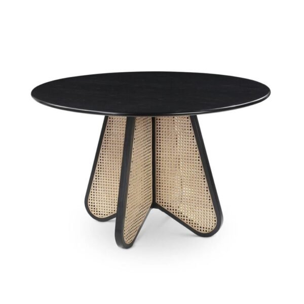 Cika Stylish Solid Wood Rattan 4-Seater Dining Table - Image 9