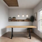 Pebble Solid Wood Dining Table with Metal Legs