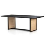 Clara Solid Wood Rattan Dining Table - Image 2