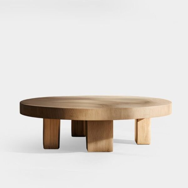 Indo Round Solid Wood Modern Coffee Table - Image 3