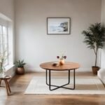 Jojo Scandinavian Solid Wood Metal Round Coffee Table