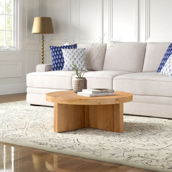 Thomas Solid Wood Contemporary Round Coffee Table - Image 1