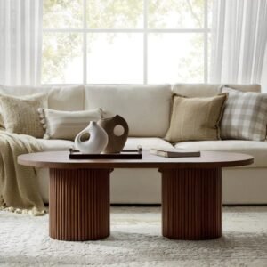 Oken Solid Wood Oval Modern Coffee Table