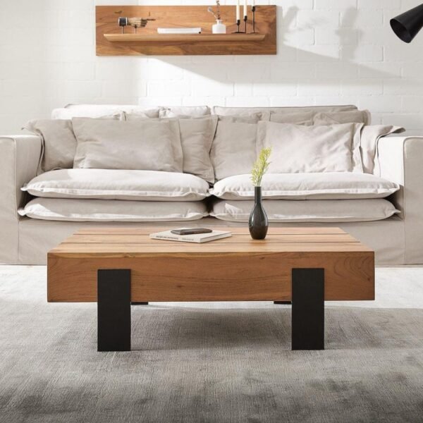 Adol Solid Wood Metal Coffee Table - Image 2