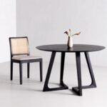 Ivory Solid Wood Rattan Dining Chair Set of 2