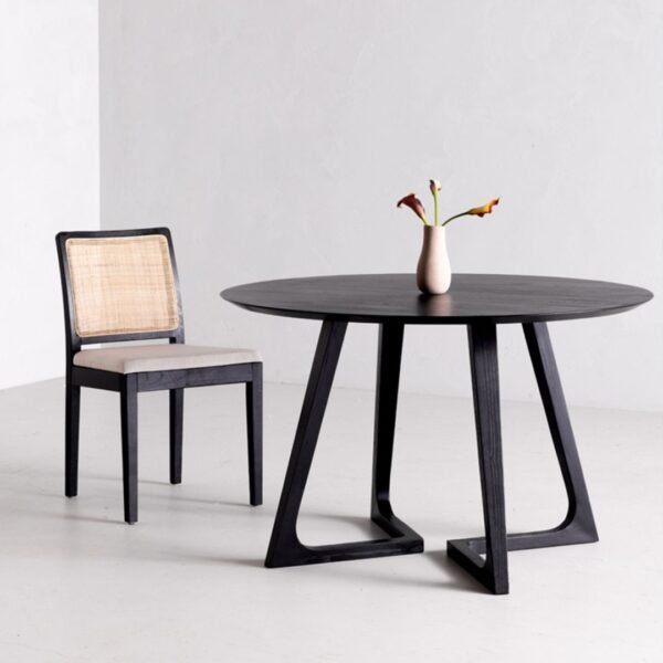 Ivory Solid Wood Rattan Dining Chair Set of 2 - Image 1