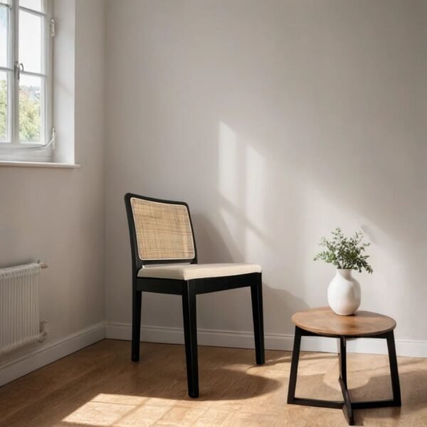 Ivory Solid Wood Rattan Dining Chair Set of 2 - Image 2