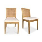 Ivory Solid Wood Rattan Dining Chair Set of 2 - Image 10